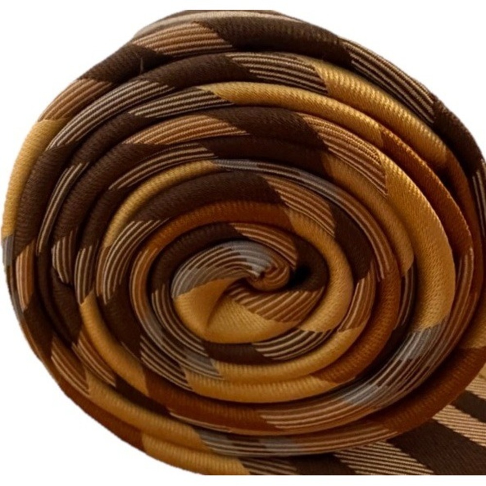 Geoffrey Beene 100% Silk Tie Metallic Gold Stripes 61x3.25" Academia Necktie - Picture 5 of 12
